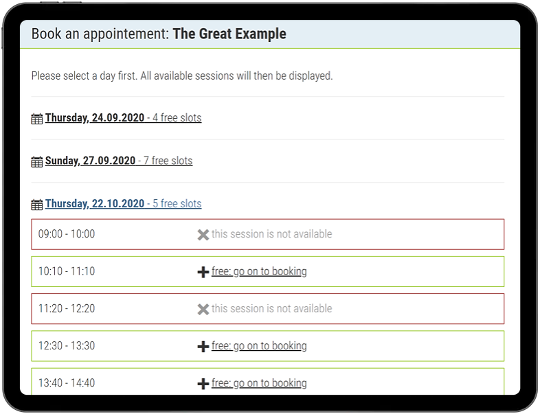 Time Planner Booking