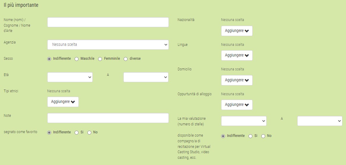 Cercare attori su etalenta